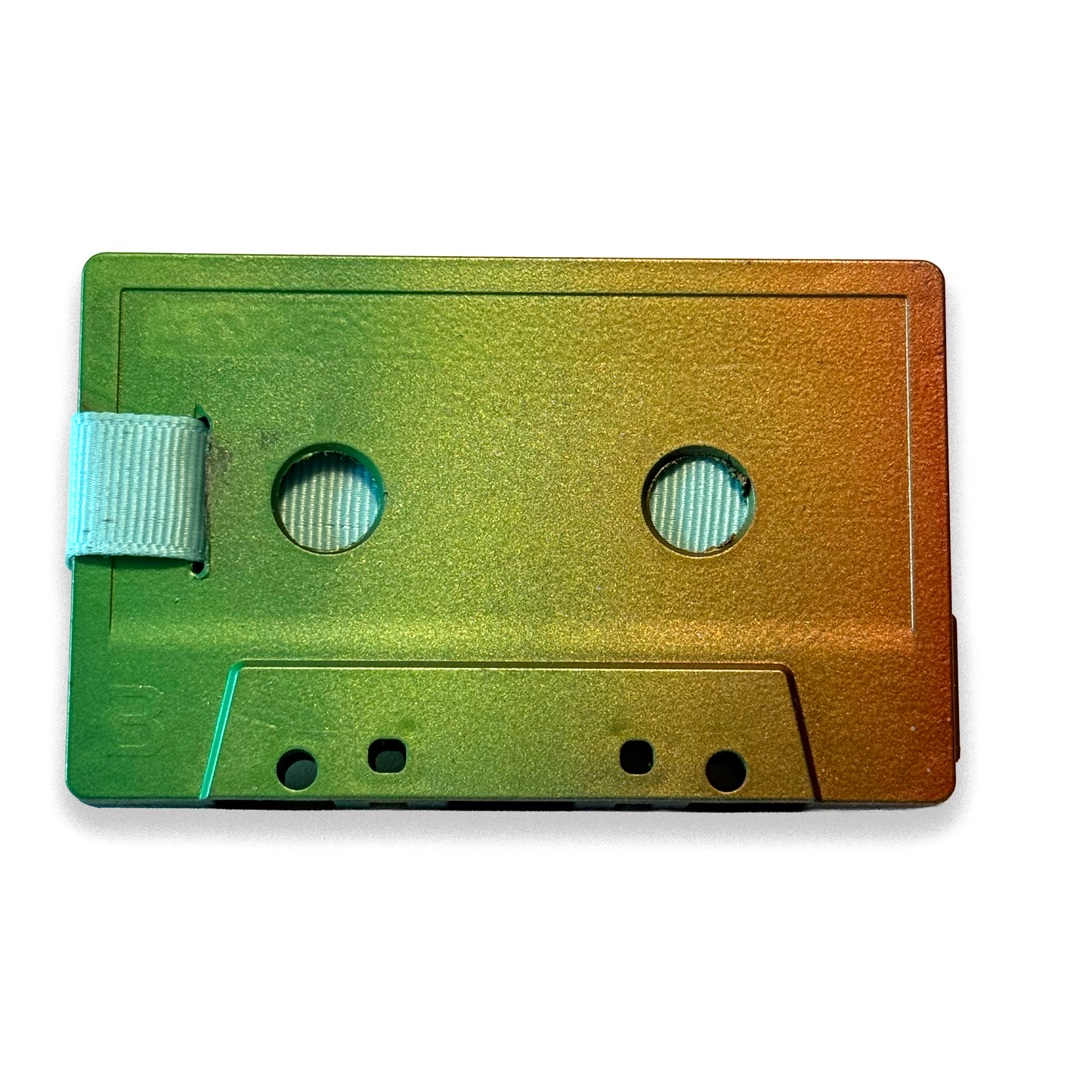 Back of Citrus orange and yellow hand-painted cassette wallet