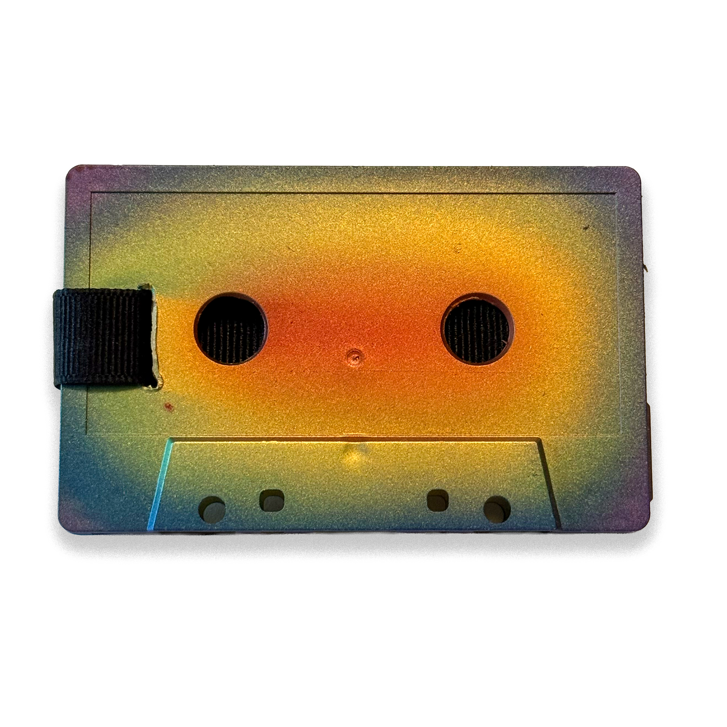 Back of Solar Flare orange hand-painted cassette wallet