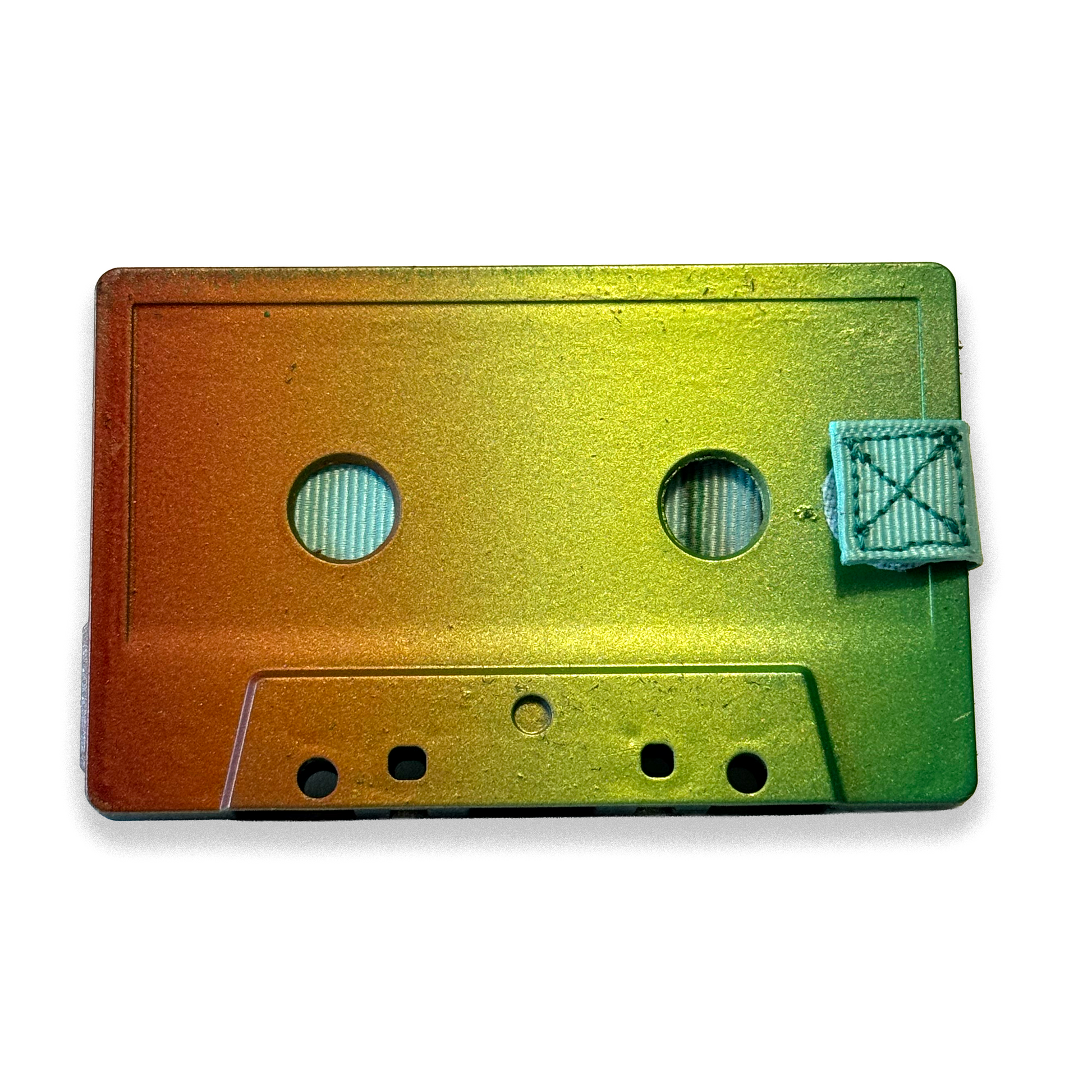 Front of Citrus orange and yellow hand-painted cassette wallet