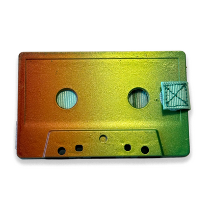 Front of Citrus orange and yellow hand-painted cassette wallet