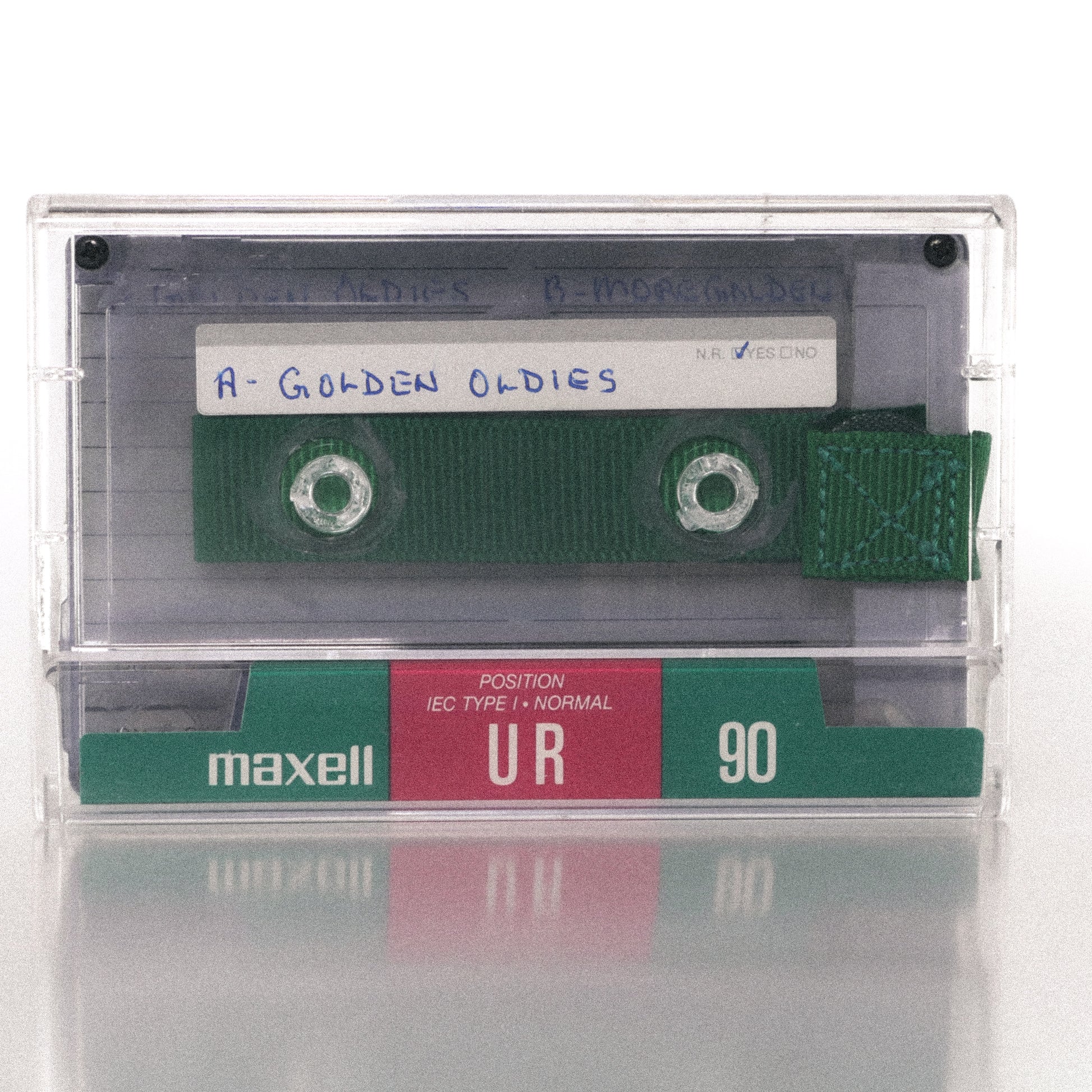 Golden Oldies cassette wallet displayed with its original plastic case
