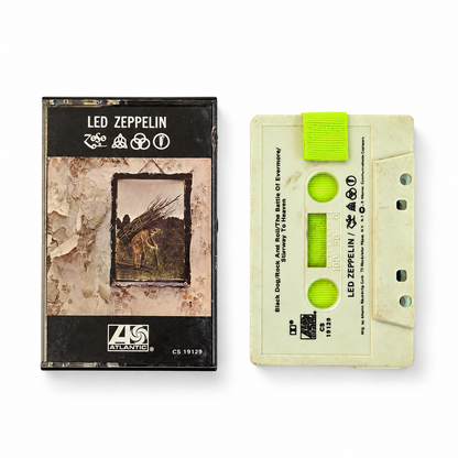 Led Zeppelin IV cassette wallet with green pull strap