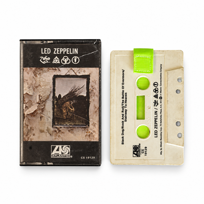 Led Zeppelin IV cassette wallet with green pull strap
