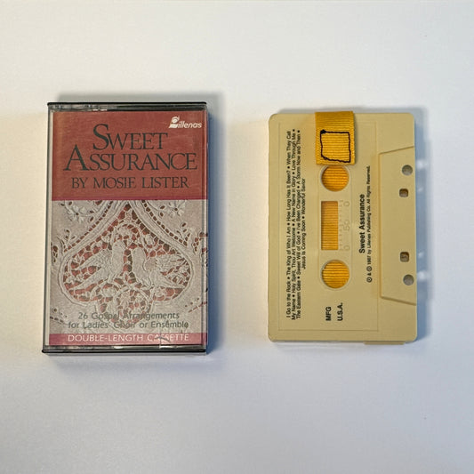 Mosie Lister Sweet Assurance cream cassette wallet with a mustard yellow pull tab beside the original case