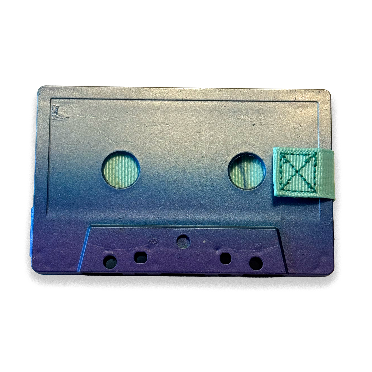 Front of Ocean Wave blue hand-painted cassette wallet