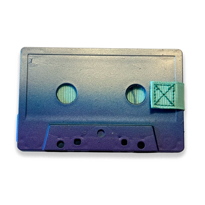 Front of Ocean Wave blue hand-painted cassette wallet