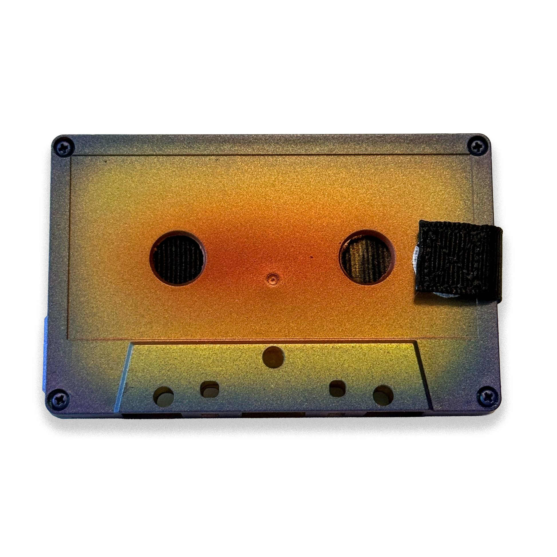 Front of Solar Flare orange hand-painted cassette wallet