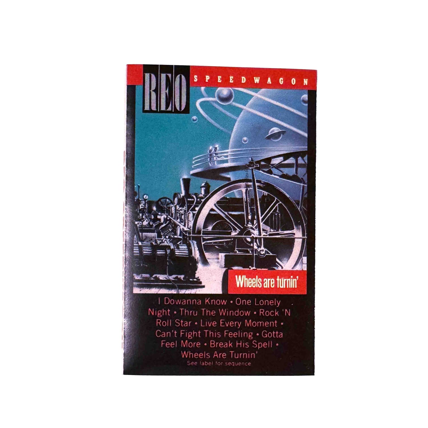 Original J-card for Wheels Are Turnin' by REO Speedwagon cassette wallet
